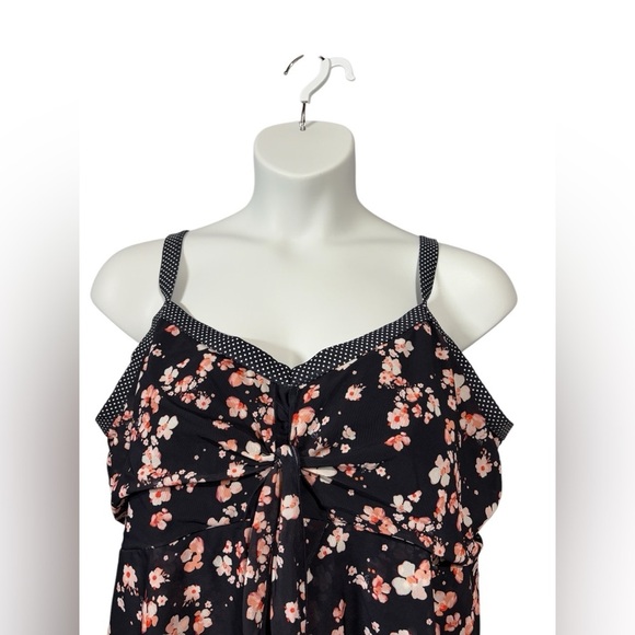 NWOT, Claire France, Plus Size Floral Tankini Top, 3X, Pink, Navy - Picture 2 of 9